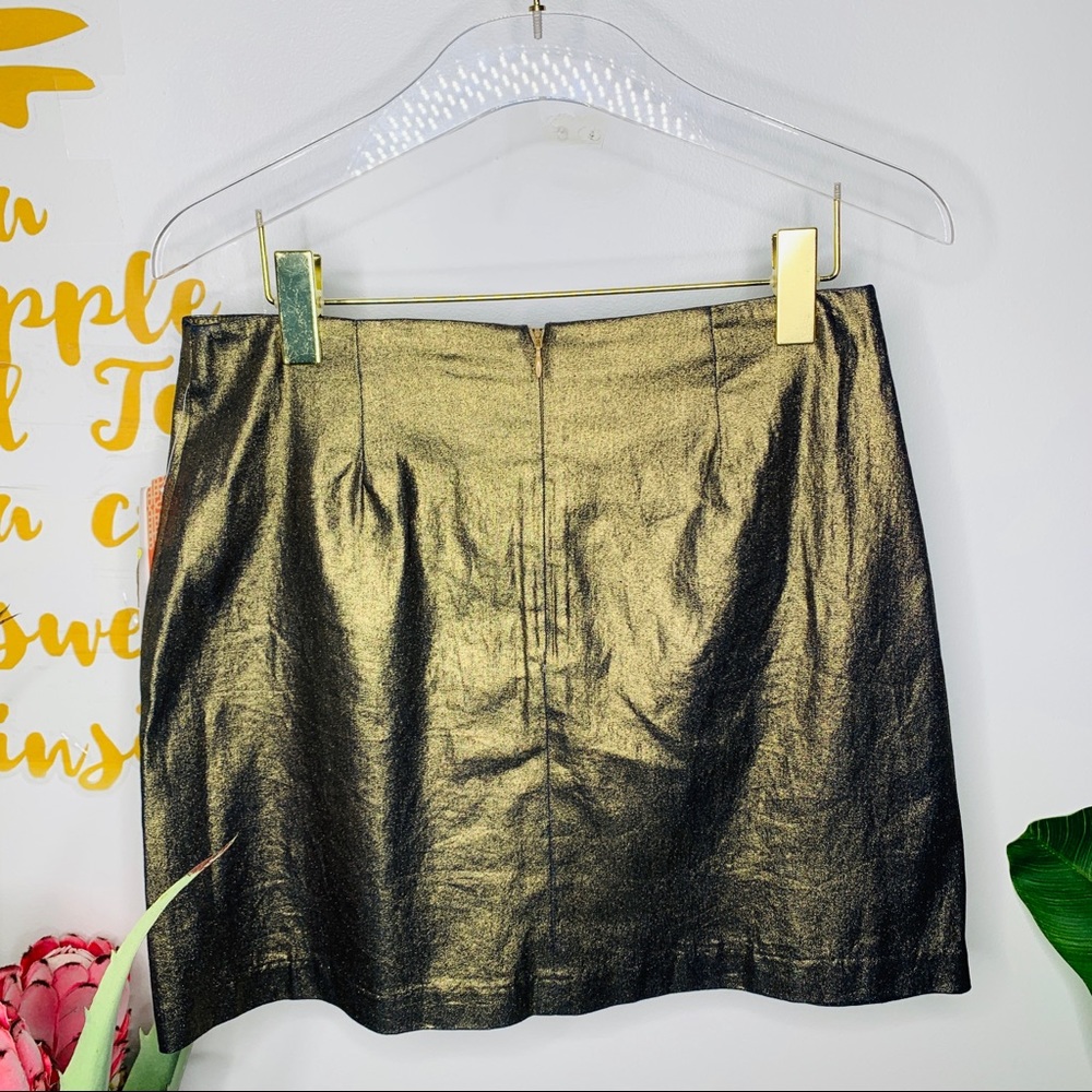 Gianni Bini Metallic Gold Ruffle Mini Skirt Large - Picture 4 of 7